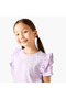 Crew Neck Short Sleeves T-shirt with Ruffle Detail - 4