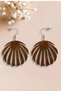 Women's Walnut Bohemian Handmade Natural Wood Earrings with Anti-Allergic Steel Hooks - 4