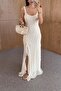 Lace Cream Lycra Maxi Dress - 5