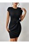Women's Short Cap Sleeve Crew Neck Waist Tie Modal Mini Dress - 3