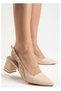 Bellamor Women's Satin Chain Detailed Slingback Thick Heeled Shoes - 3