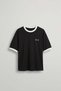 Men's Embroidery Detailed Contrast Crew Neck Boxy Fit T-Shirt Black