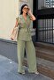Women's Belted Vest Palazzo Linen Touch Suit - 2
