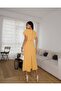 Women's Mustard Belted Short Sleeve Midi Dress - 8