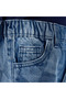 Elastic Waist Denim Shorts with Checked Design - 4