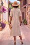 Blue Embroidered Linen Dress - 4