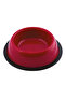 Silver Antislip Plastic Pet Bowl – Large Round Dog & Cat Feeding Bowl, Red Color - 5