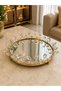 Set of 3 Mirrored Decorative Trays Gold Metal Presentation Tray with Crystal Stone Detail - 6