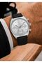 Men's Black Leather Cord White Dial Function Wristwatch 2 Year Warranty