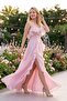 Women's Powder Strapless Collar Ruffled Long Promise Engagement Evening Dress - 5