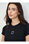 Black Ribbed Round Neck Short Sleeve T-Shirt - 4