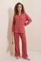 Women's Shirt Collar Oversize Dusty Rose Double Set - 5