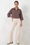 Women's Oversize Striped Viscose Brown Shirt - 2