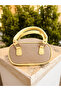Women's Yellow Faux Leather Detailed Straw Textured Adjustable Strap Hand and Shoulder Bag - 2