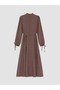 Brown Hakim Collar Pleated Dress - 5