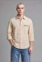 Boxy Fit Striped Wrinkled Textured Long Sleeve Beige Shirt I3106Ax26Hs - 3