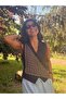 Crochet Anthracite Bandana with Mussel Pattern, Hand Knitted