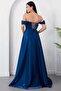 Strpalez Collar Satin Dress with Stones on the Chest Etk1208 - 7