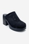 Dejas Navy Blue Suede Genuine Leather Perforated Women's Thick Heeled Slippers - 3