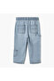 Solid Jeans with Drawstring Closure and Pockets - 2