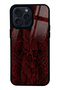 iPhone 14 Pro Max Red Leather Design Glossy Phone Case