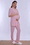 Cotton Maternity Pajama Set with Hidden Breastfeeding Detail Effortt - Pink - 4