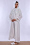 Hijab-Friendly Cotton Maternity Nightgown Set with Nursing Features and Robe Effortt - Ecru - 8