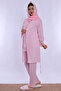 Effortt Maternity Pajama Set with Hijab, Comfortable Cut, Breastfeeding Feature, and Robe - Pink - 7