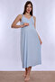 Cotton Rope Strap Maternity Nightgown with Breastfeeding Feature Effortt - Blue - 6