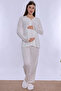 Maternity Pajama Set with Nursing Features and Robe Effortt - Ecru - 5