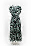 Short Sleeve Floral Double Breasted Collar Midi Dress - 6