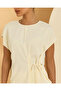 Women Yellow Front Tie Detailed Satin Blouse - 4