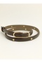 Women's Slim 1.5 cm Brown Belt with Gold Buckle & Trop Modern Stylish Design Compatible with Trousers, Dresses, Jackets - 2