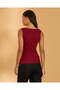 Women Red Ribbed Vest - 3