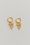 Gold Color Dangle Bow Women's Hoop Earrings - 4
