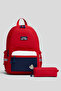 Metro Red Modular Multi-Compartment Reflective Girls'/Boys' School Bag and Pen Holder Set