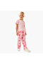 Girls Track Pants with Rose Print - Cotton - Elasticated Drawstring - 2