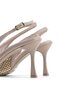 Women's Faux Leather Beige Heeled Shoes - 5