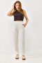 Women's Canvas Pocket Mom Pants White - 4