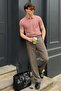 Men's Cotton Fashion Pink Polo Collar T-Shirt - 3