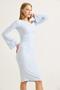 Lycra Soft Flounce Sleeve Stylish Dress Blue - 3