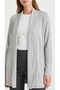 Women's Gray Melange Color Long Sleeve Basic Cardigan with Long Wide Collar - 2