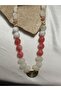 Pink Bead Model Design Necklace with Gold Detail - 2