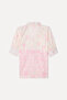 Women's Ecru Embroidered Resort Collar Short Sleeve Shirt - 2