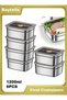 baytella 6 Pcs 1200ml Stainless Steel Food Storage Containers with Airtight Lids, Leak-Proof Food Containers and Lunch Boxes for Kitchen, Fridge, and Meal Prep