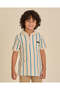 Boys Beige Striped Polo Shirt