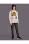 Senior Boys Beige Graffiti Print Over Size Sweatshirt - 2