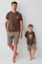 Premium Garson Boy's Tiger 100% Cotton Comfortable Short Sleeve Shorts Father-Son Pajama Set - 2