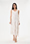 Beige Italian Layered Lined Zero Sleeve Silk Dress 38 - 42 Size