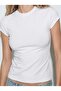 Crew Neck Knitted Slim Fit T-Shirt White - C530 - 5